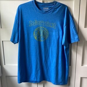 Marmot Blue Short Sleeve Tee with Graphic Design